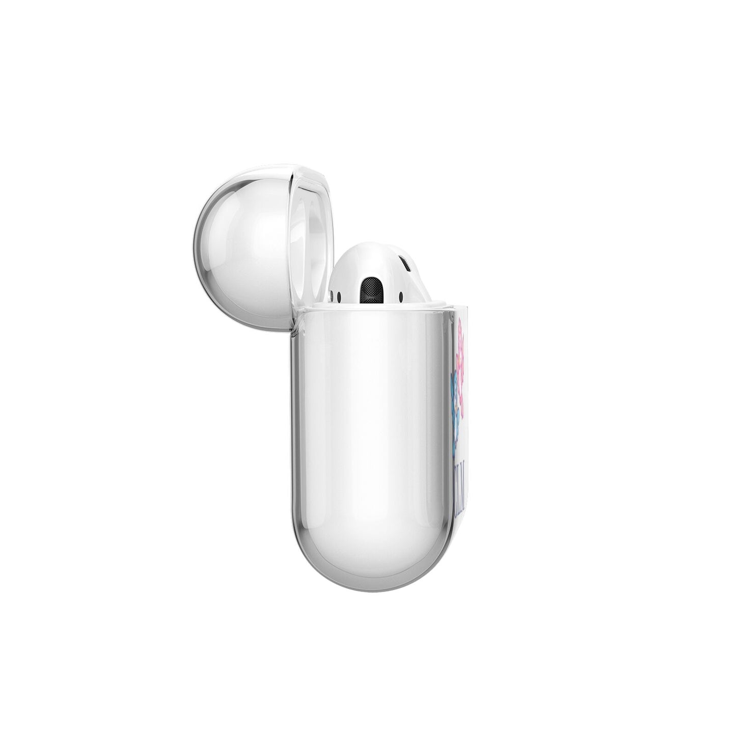Personalised Birds Initials Clear AirPods Case Side Angle