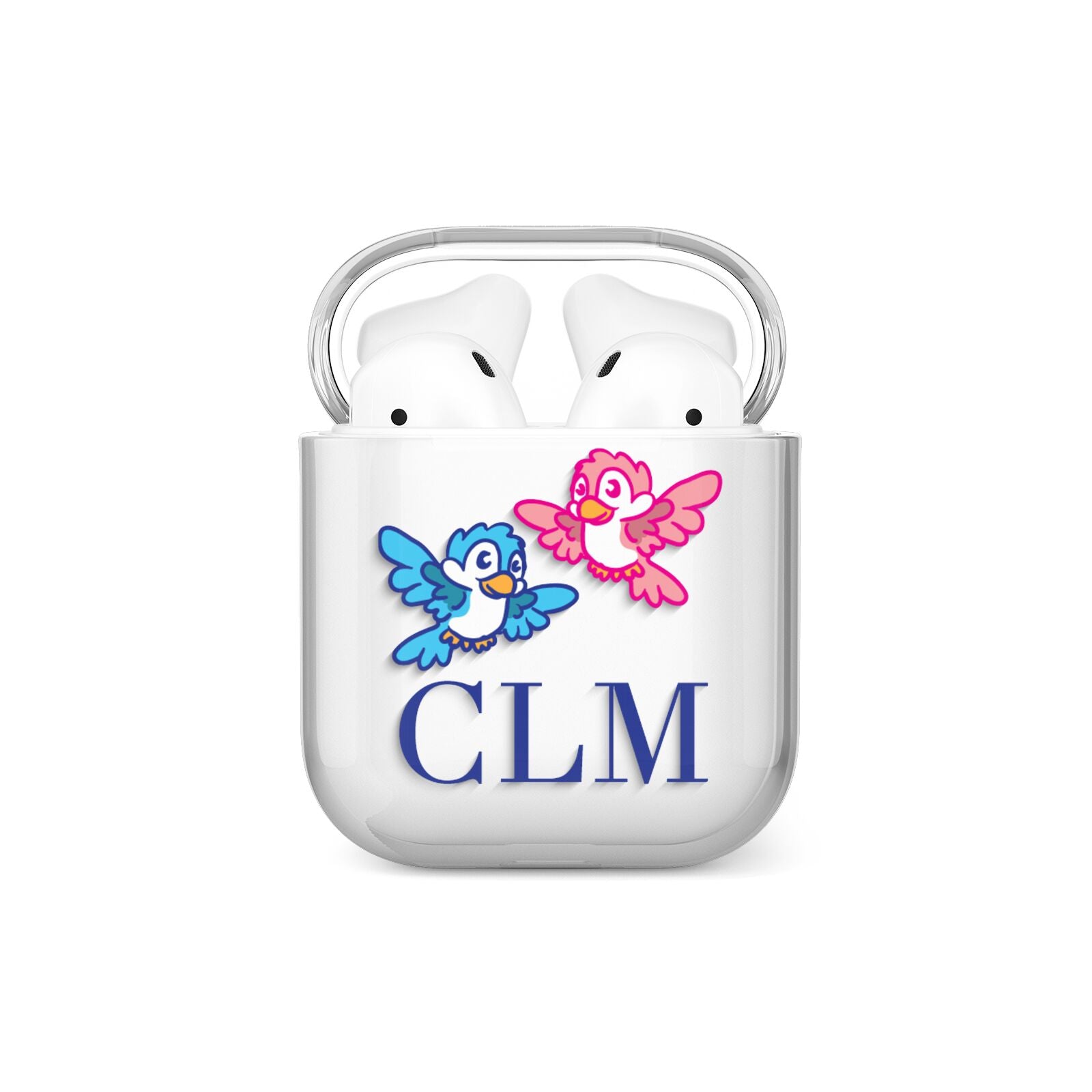 Personalised Birds Initials Clear AirPods Case