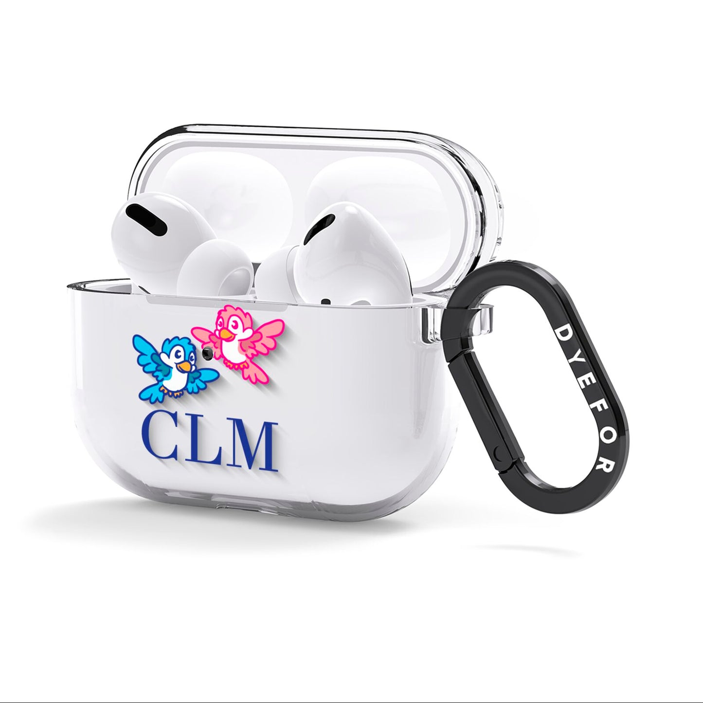 Personalised Birds Initials Clear AirPods Clear Case 3rd Gen Side Image