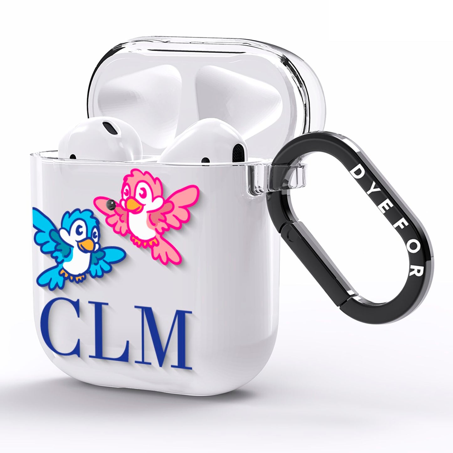 Personalised Birds Initials Clear AirPods Clear Case Side Image