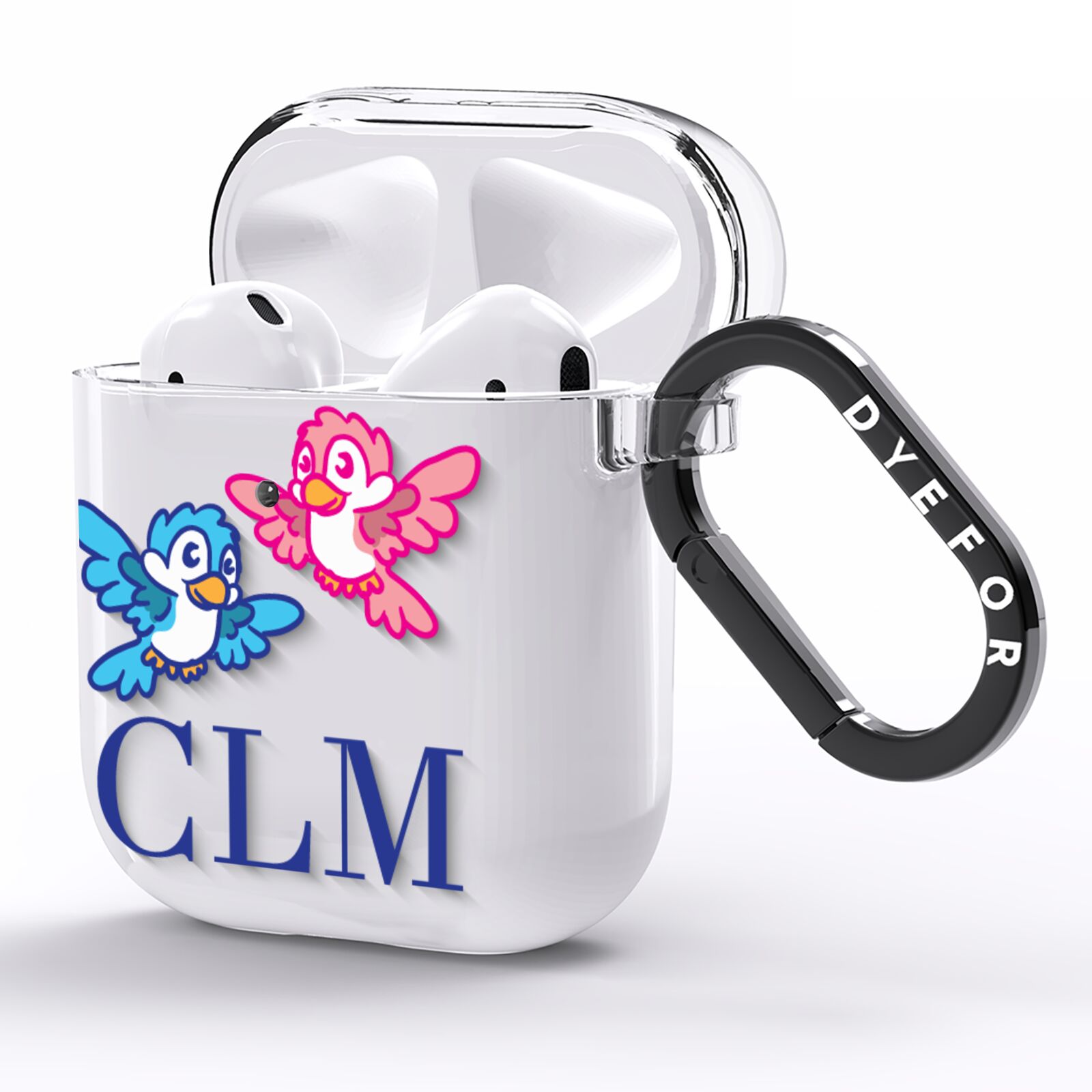 Personalised Birds Initials Clear AirPods Clear Case Side Image