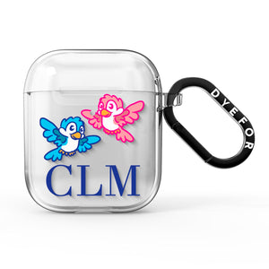 Personalised Birds Initials Clear AirPods Case