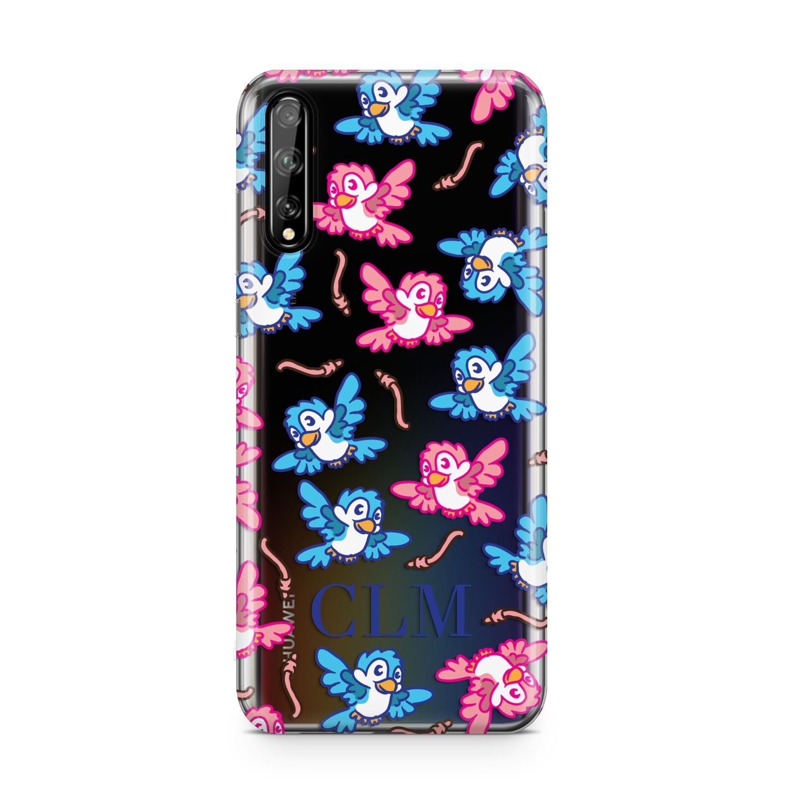 Personalised Birds Initials Clear Huawei Enjoy 10s Phone Case
