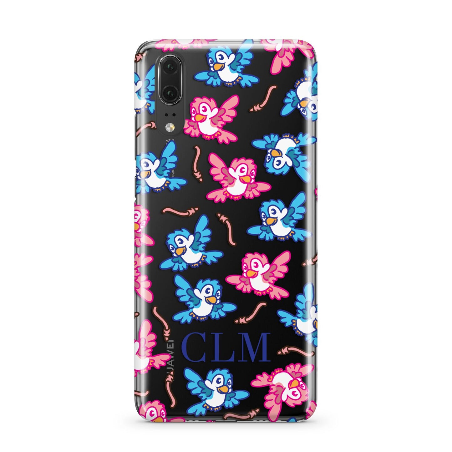 Personalised Birds Initials Clear Huawei P20 Phone Case