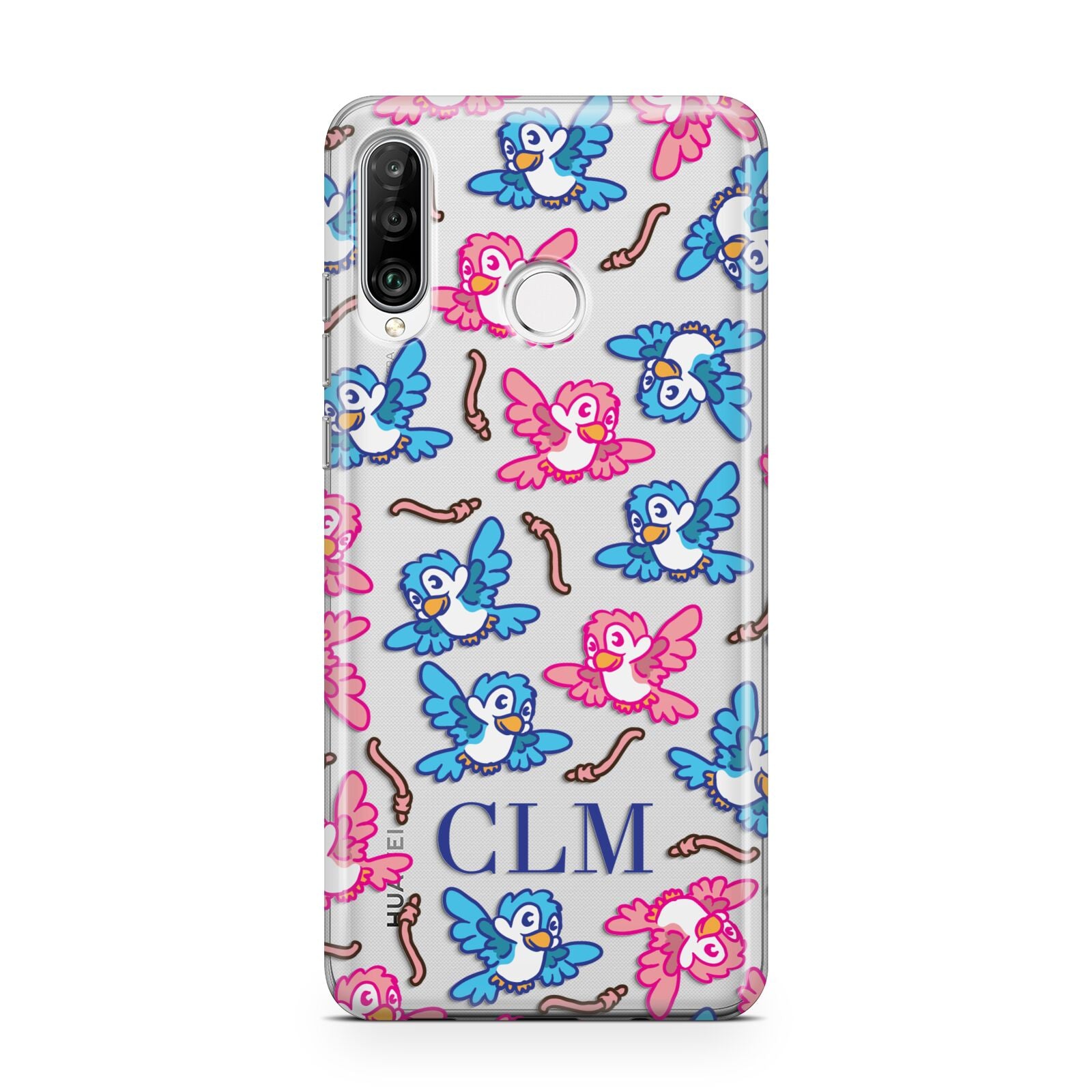 Personalised Birds Initials Clear Huawei P30 Lite Phone Case