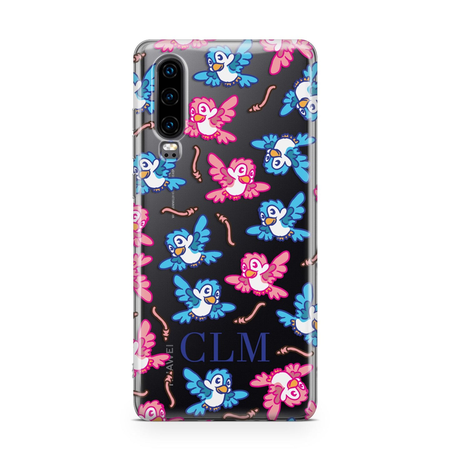 Personalised Birds Initials Clear Huawei P30 Phone Case