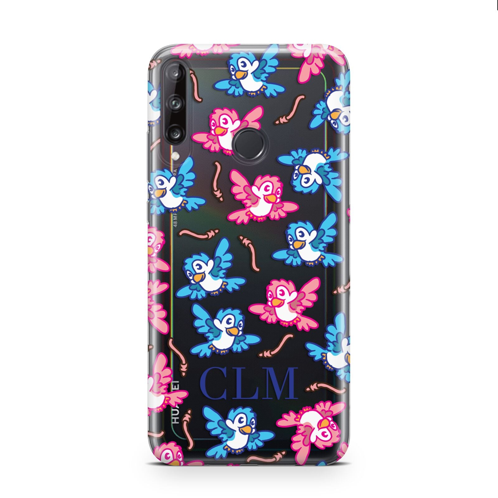 Personalised Birds Initials Clear Huawei P40 Lite E Phone Case
