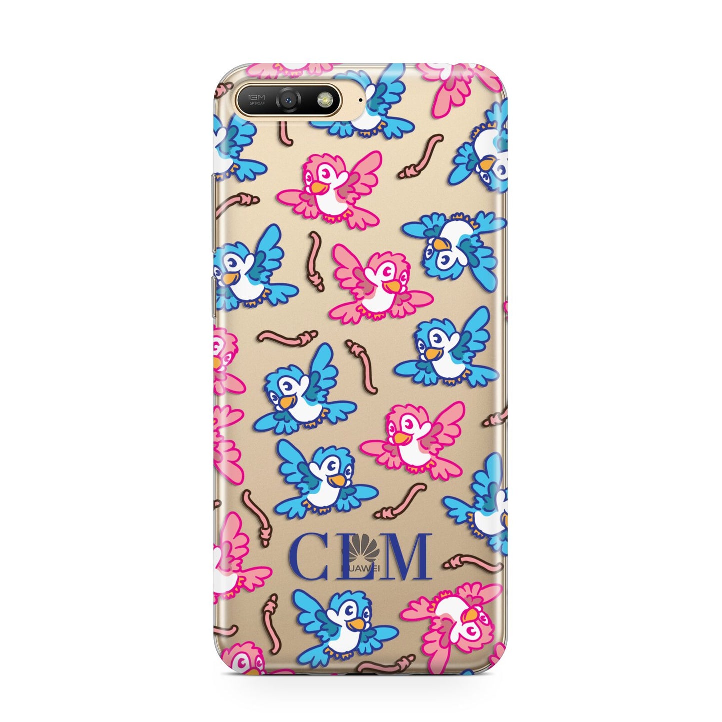 Personalised Birds Initials Clear Huawei Y6 2018