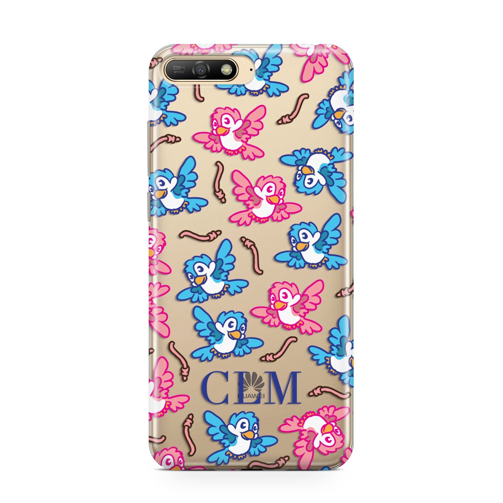 Personalised Birds Initials Clear Huawei Y6 2018