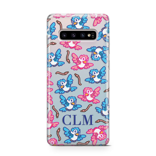 Personalised Birds Initials Clear Protective Samsung Galaxy Case