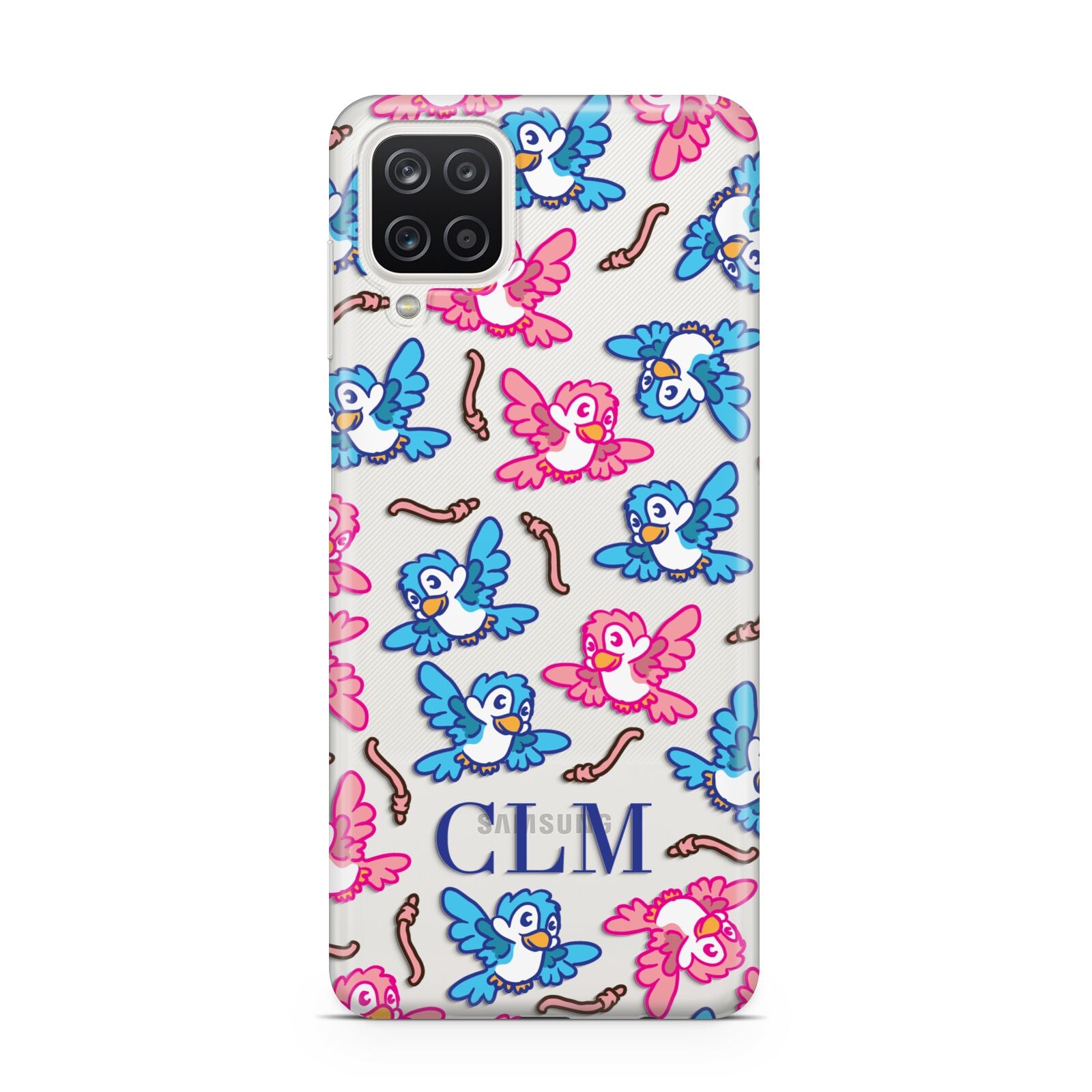 Personalised Birds Initials Clear Samsung A12 Case