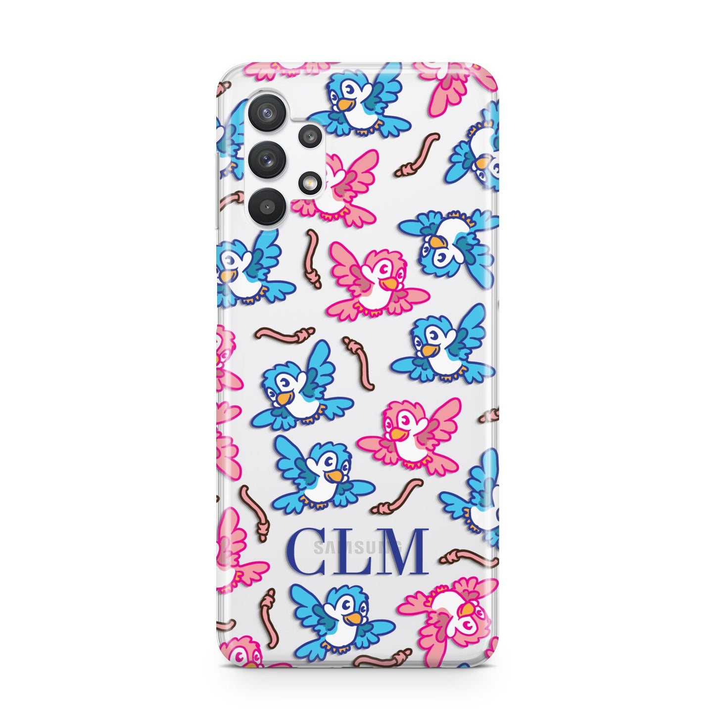 Personalised Birds Initials Clear Samsung A32 5G Case