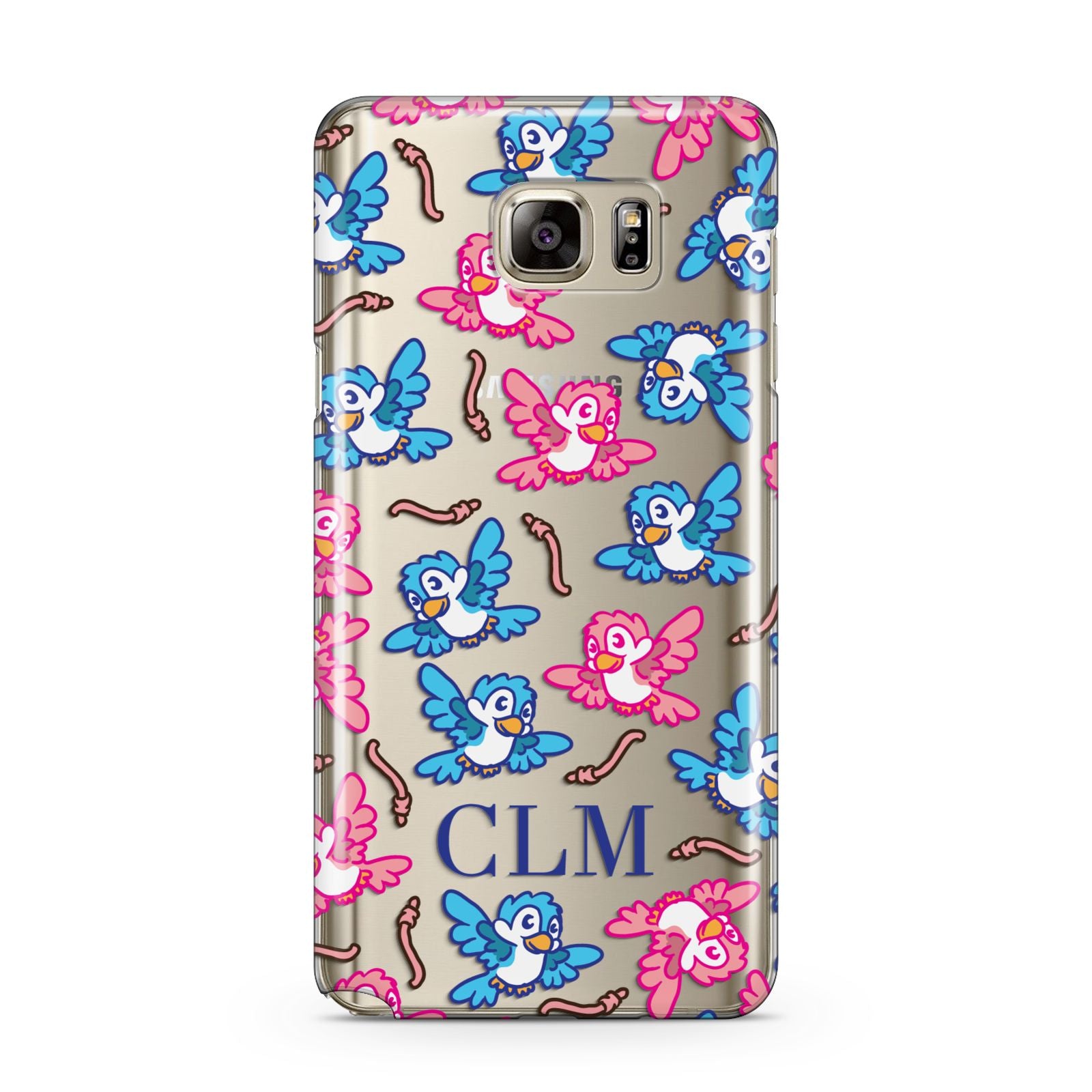 Personalised Birds Initials Clear Samsung Galaxy Note 5 Case