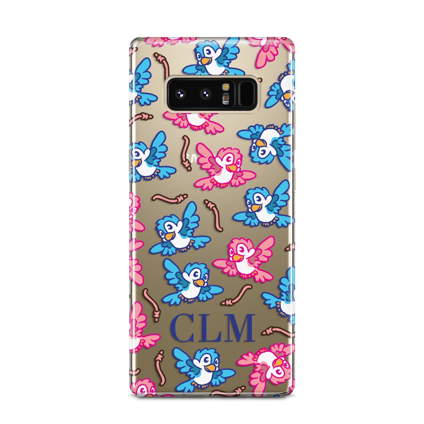 Personalised Birds Initials Clear Samsung Galaxy Note 8 Case