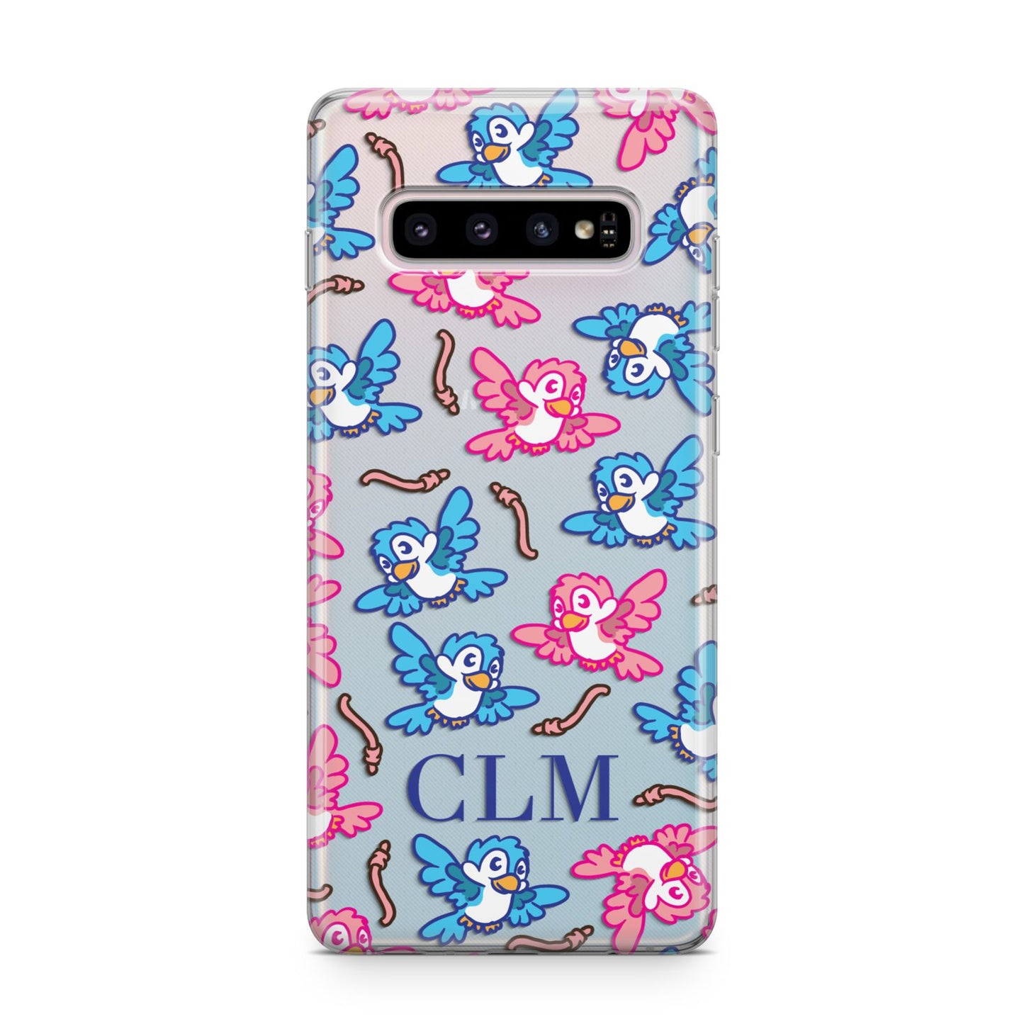 Personalised Birds Initials Clear Samsung Galaxy S10 Plus Case