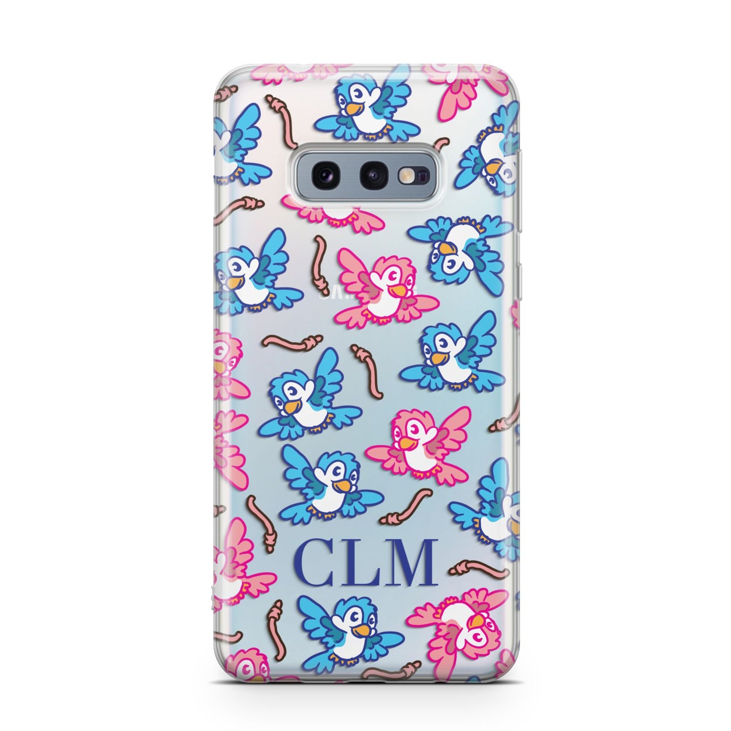 Personalised Birds Initials Clear Samsung Galaxy S10E Case