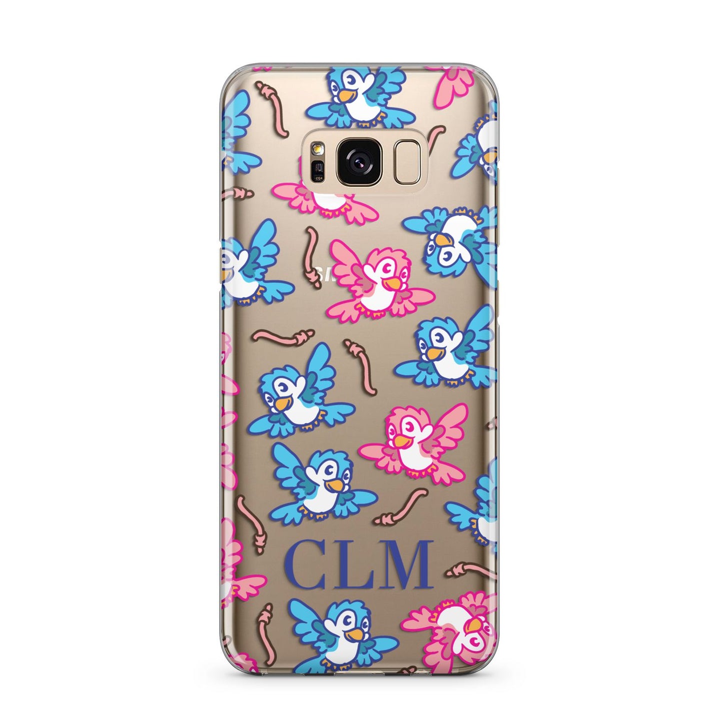 Personalised Birds Initials Clear Samsung Galaxy S8 Plus Case