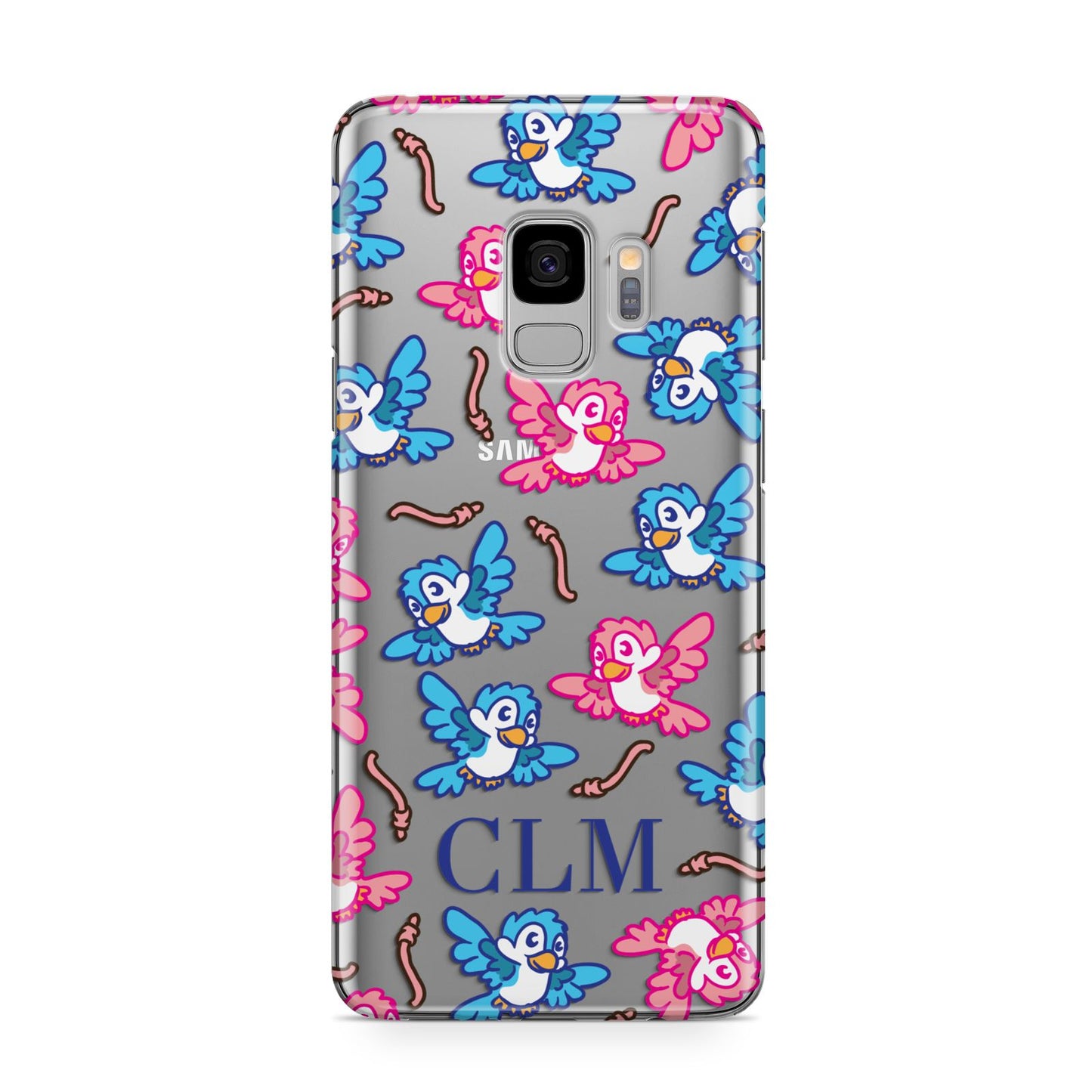 Personalised Birds Initials Clear Samsung Galaxy S9 Case