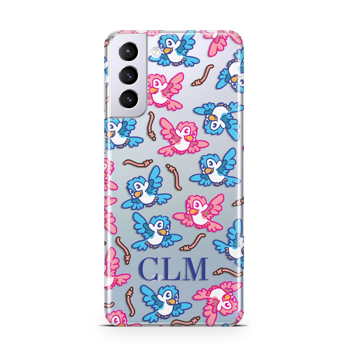 Personalised Birds Initials Clear Samsung S21 Plus Case