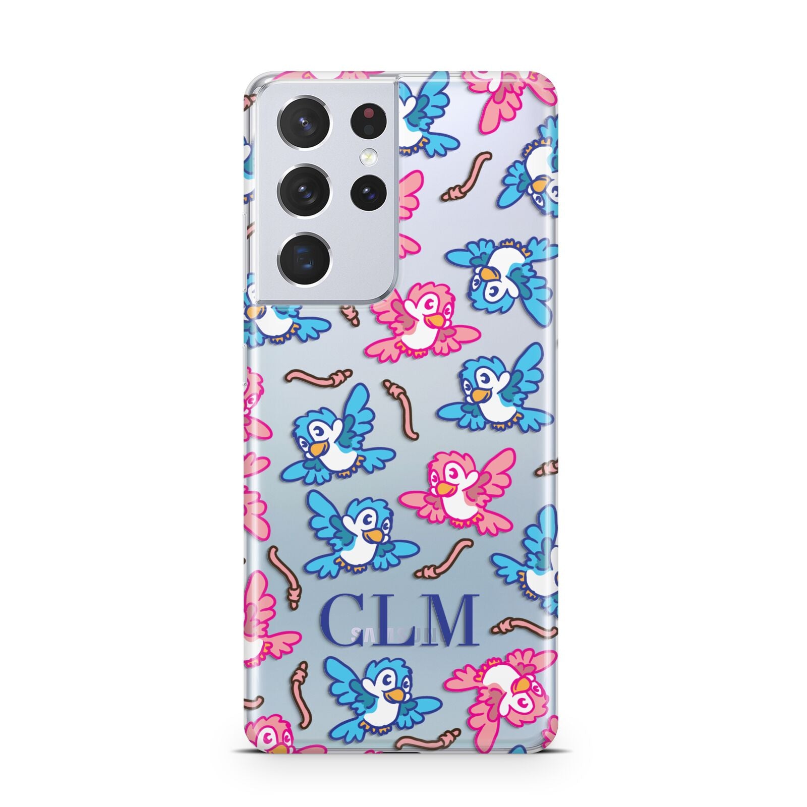 Personalised Birds Initials Clear Samsung S21 Ultra Case