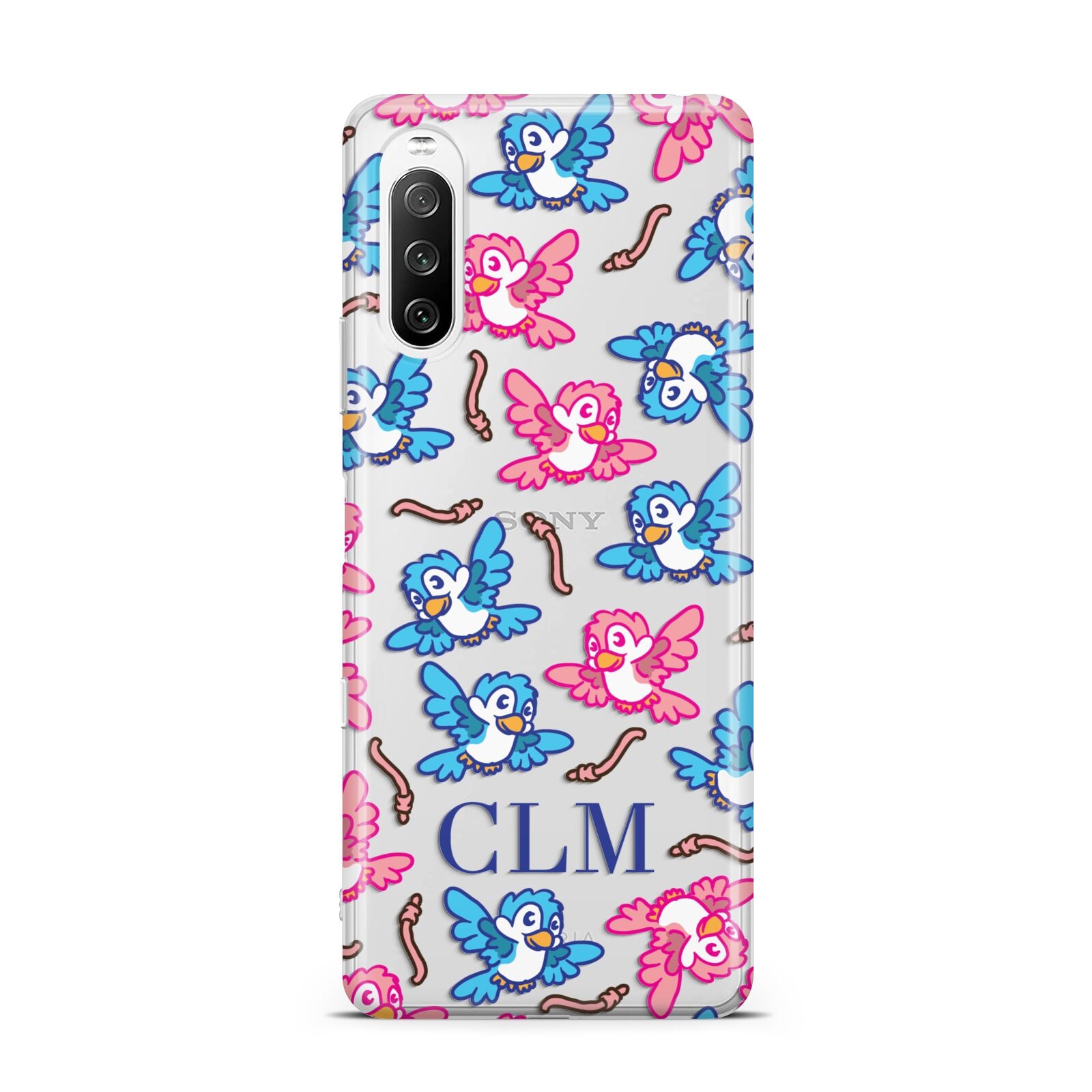 Personalised Birds Initials Clear Sony Xperia 10 III Case