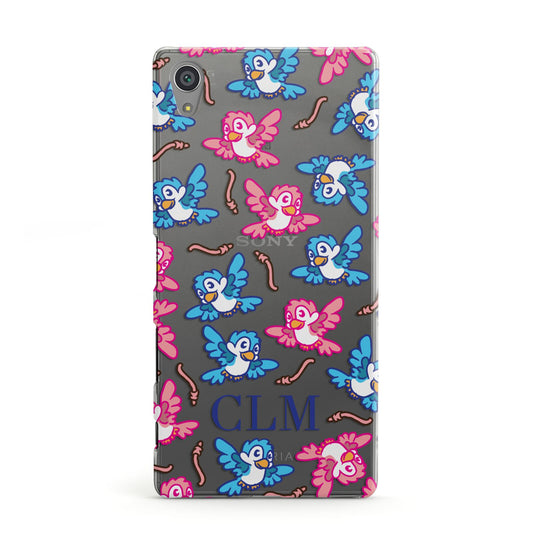 Personalised Birds Initials Clear Sony Xperia Case
