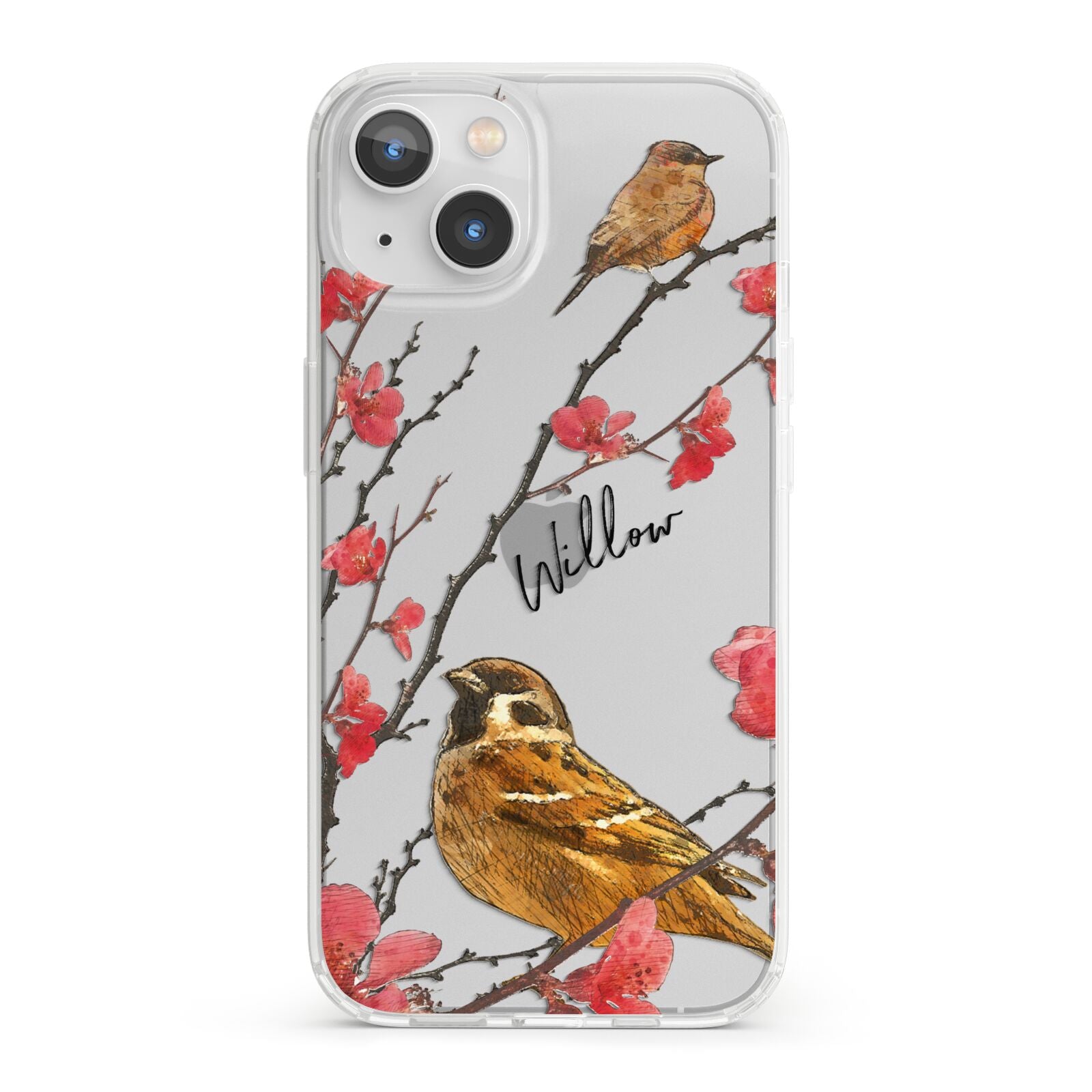 Personalised Birds iPhone 13 Clear Bumper Case