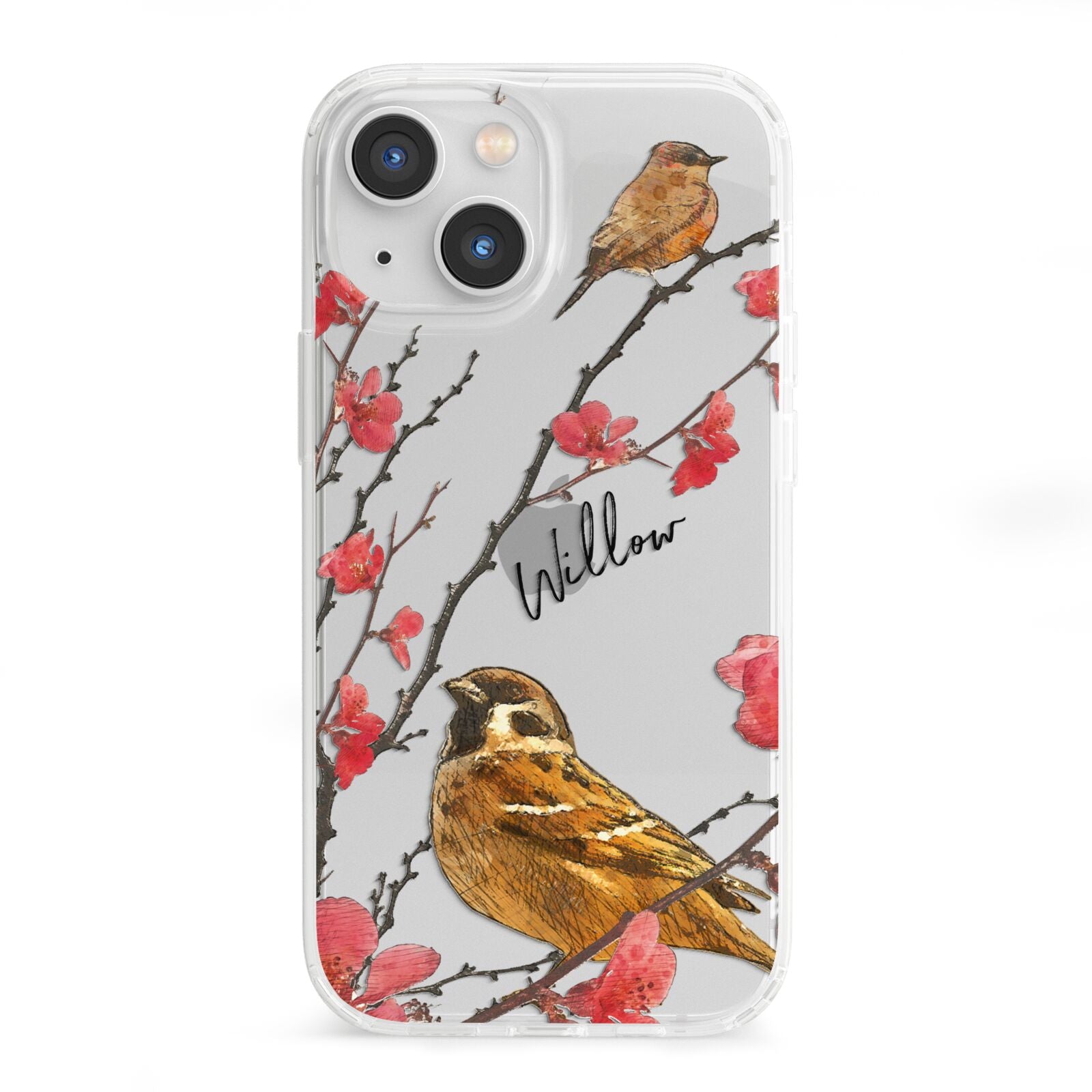 Personalised Birds iPhone 13 Mini Clear Bumper Case