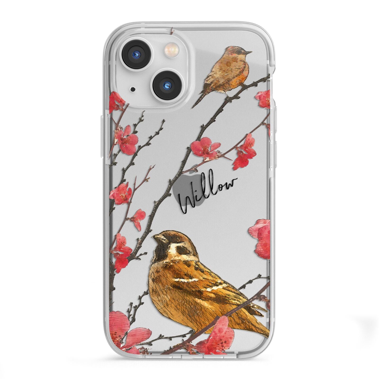 Personalised Birds iPhone 13 Mini TPU Impact Case with White Edges