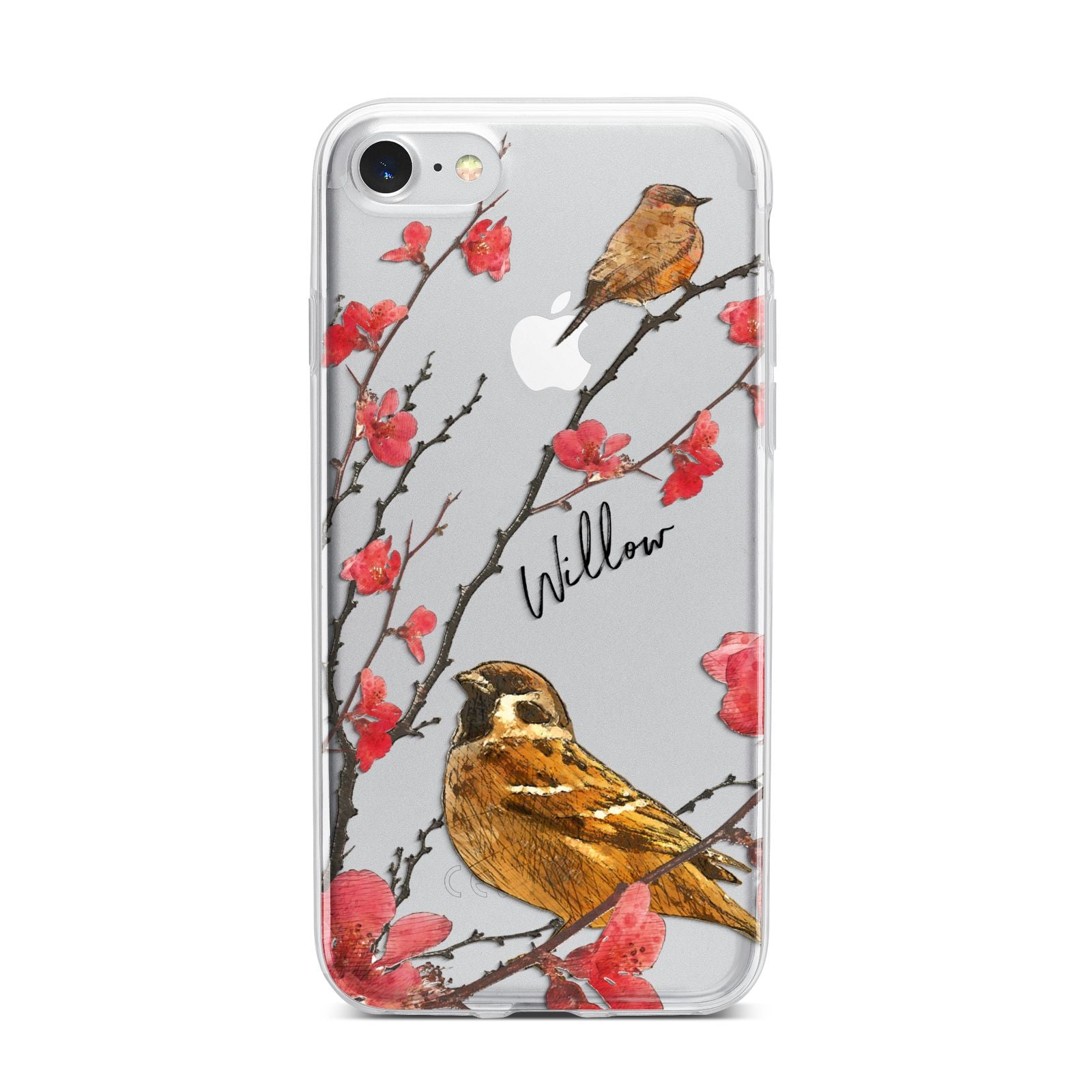 Personalised Birds iPhone 7 Bumper Case on Silver iPhone