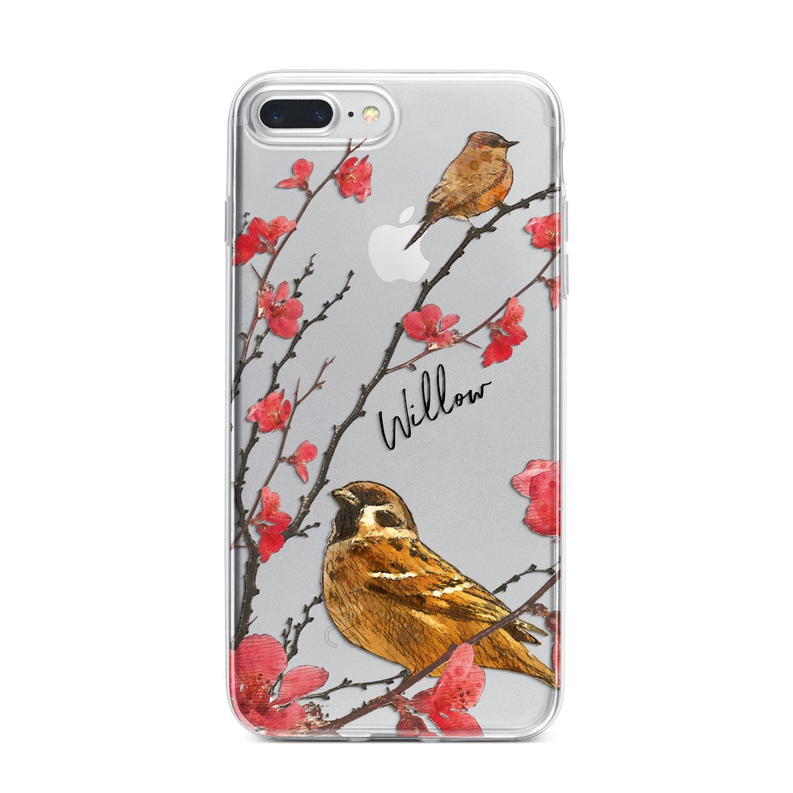 Personalised Birds iPhone 7 Plus Bumper Case on Silver iPhone