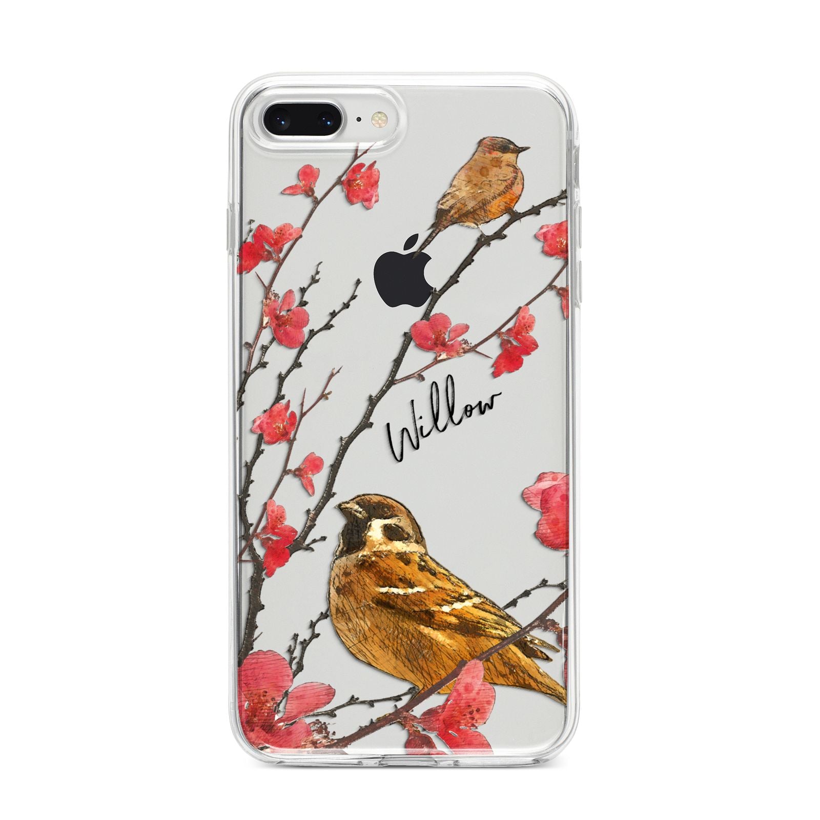 Personalised Birds iPhone 8 Plus Bumper Case on Silver iPhone
