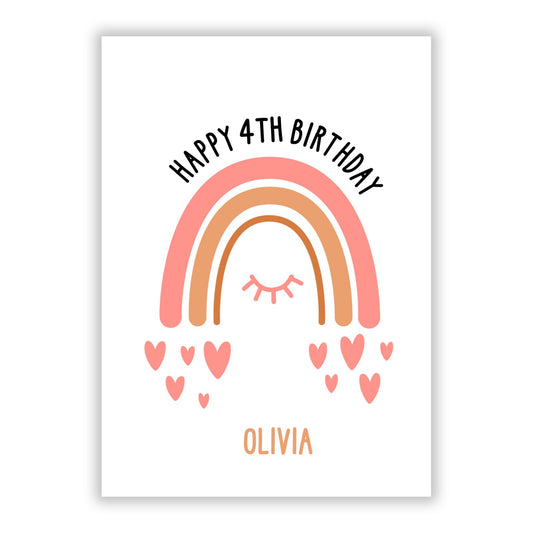 Personalised Birthday Abstract Rainbow A5 Flat Greetings Card
