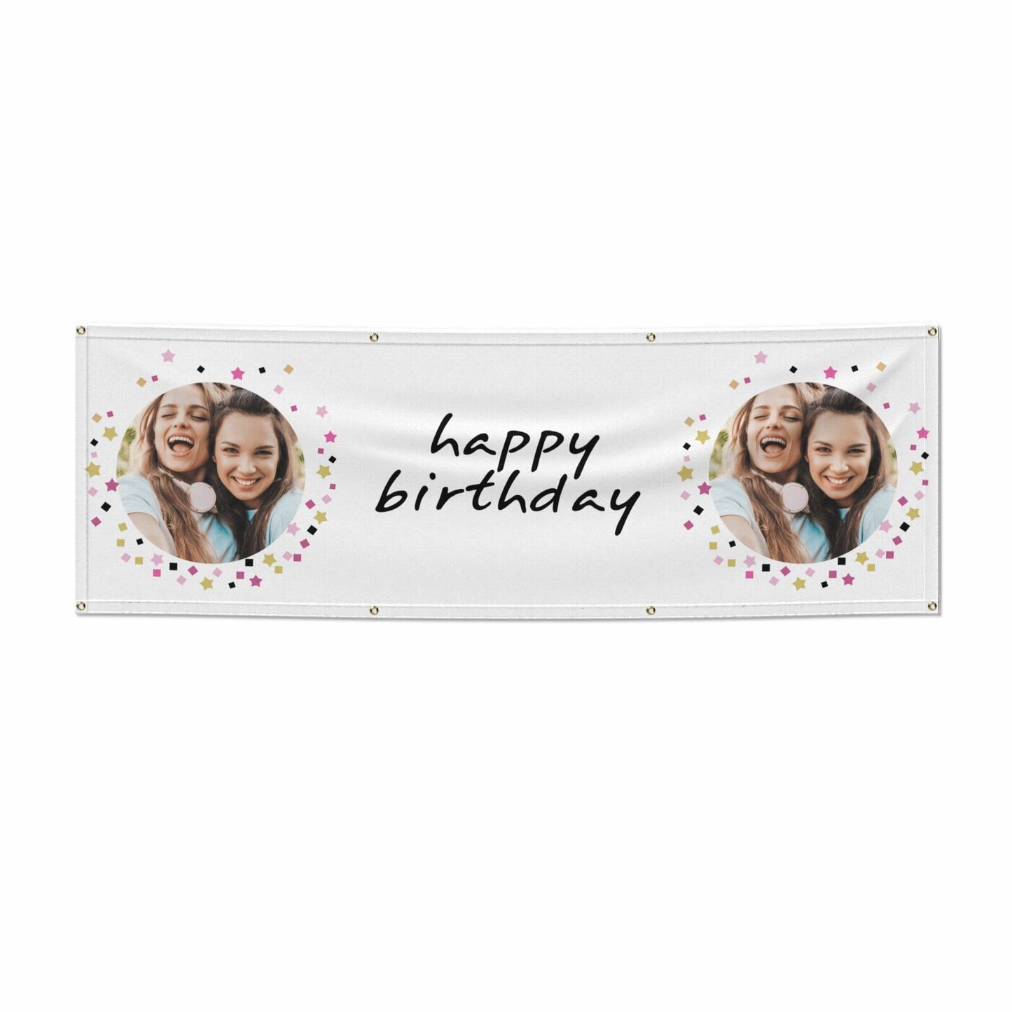 Personalised Birthday Confetti Photo 6x2 Vinly Banner with Grommets