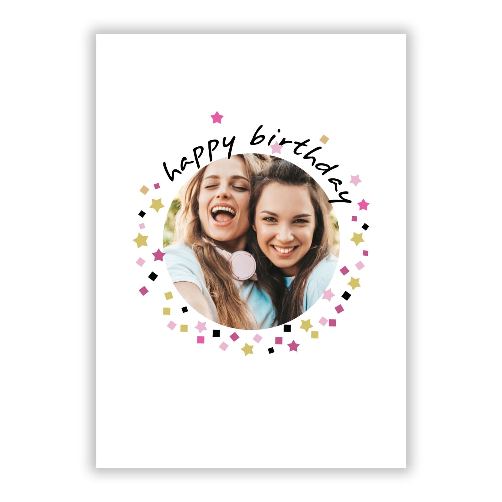 Personalised Birthday Confetti Photo A5 Flat Greetings Card
