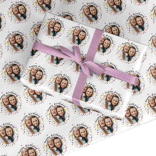 Personalised Birthday Confetti Photo Custom Wrapping Paper