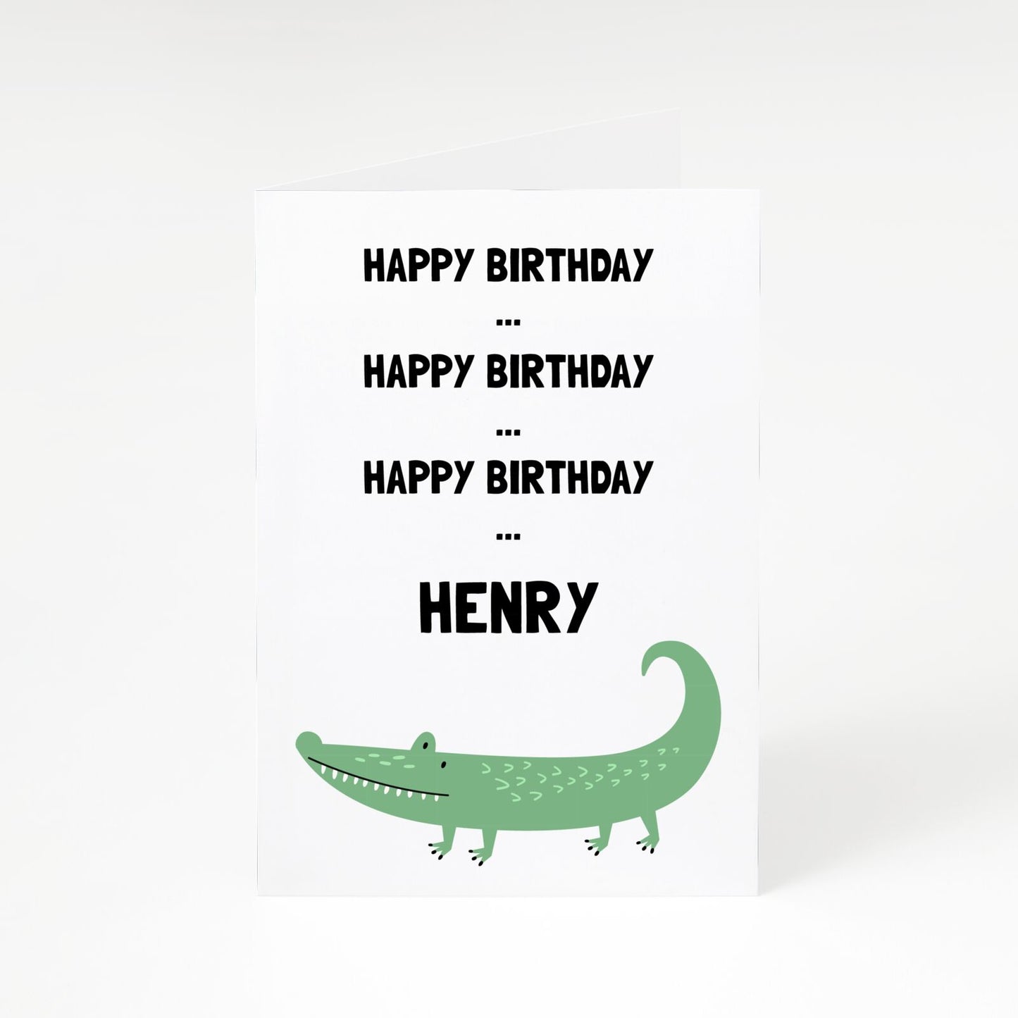Personalised Birthday Crocodile Design with Name A5 Greetings Card