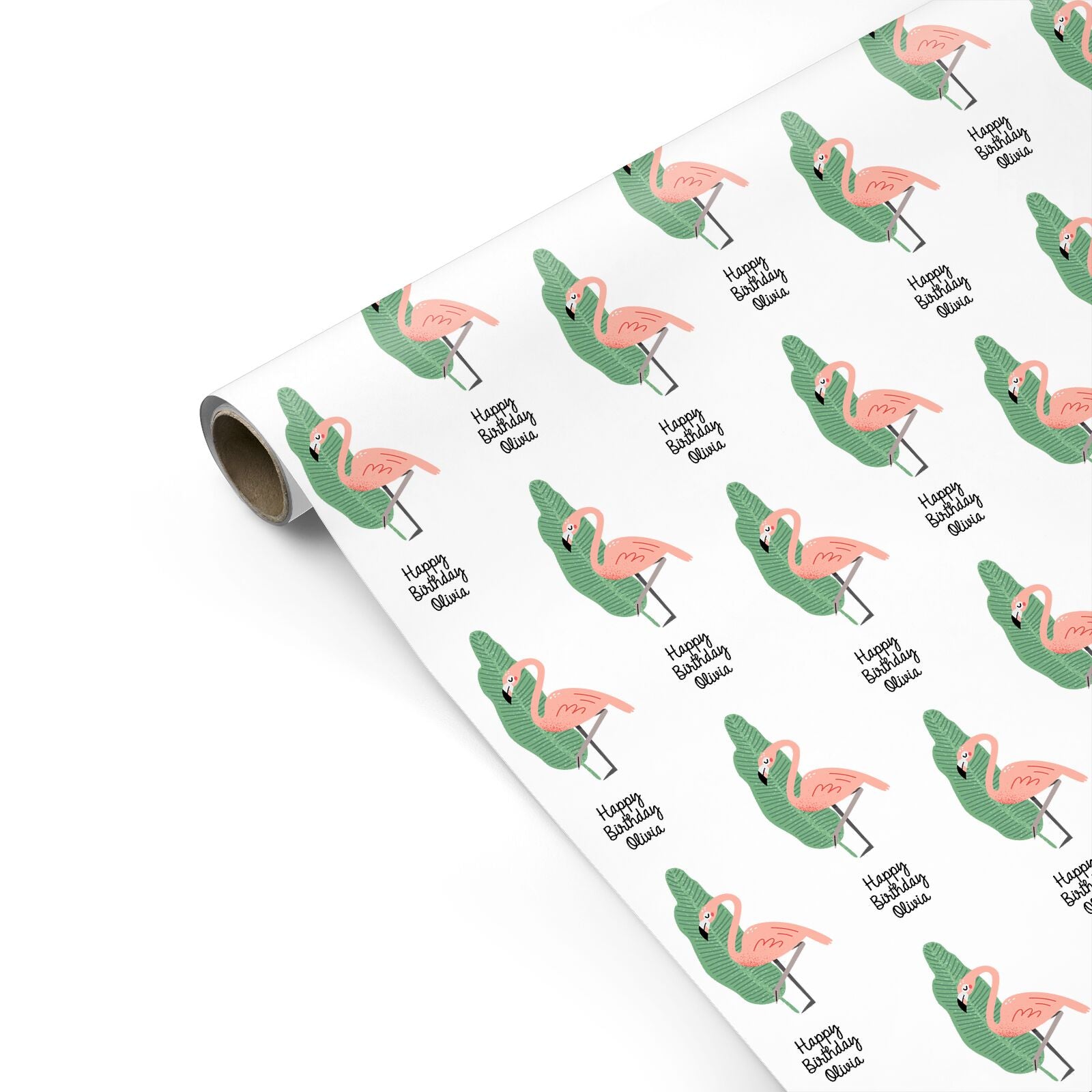 Personalised Birthday Flamingo with Name Personalised Gift Wrap