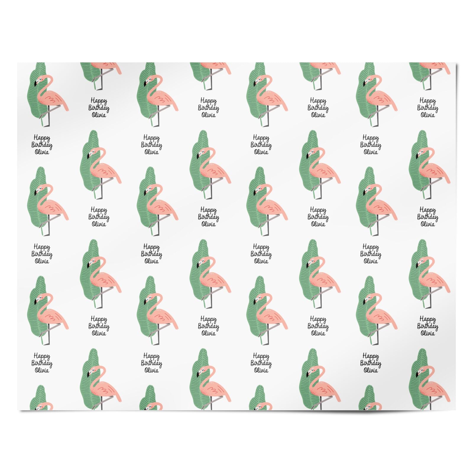 Personalised Birthday Flamingo with Name Personalised Wrapping Paper Alternative