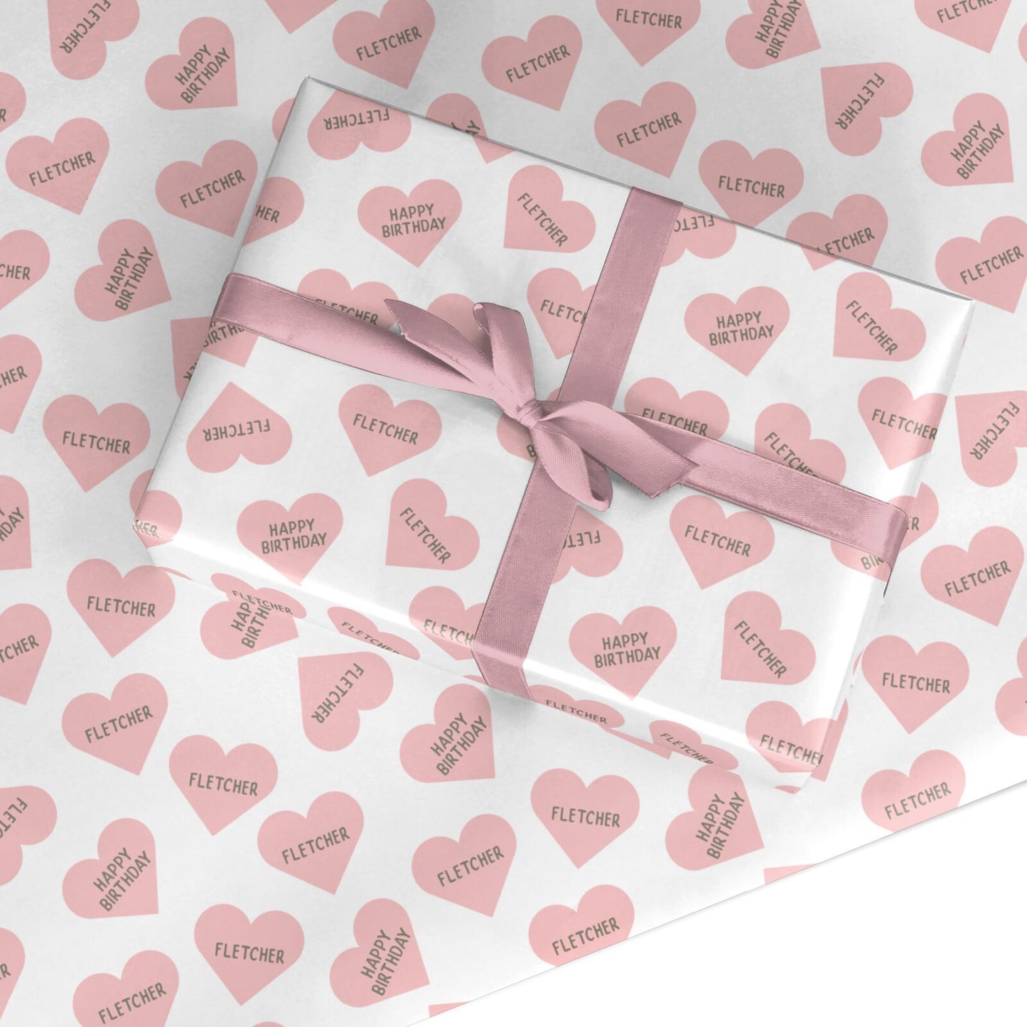 Personalised Birthday Hearts Custom Wrapping Paper