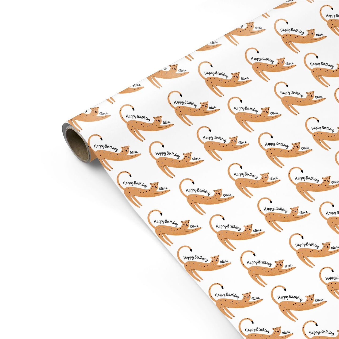 Personalised Birthday Leopard with Name Personalised Gift Wrap