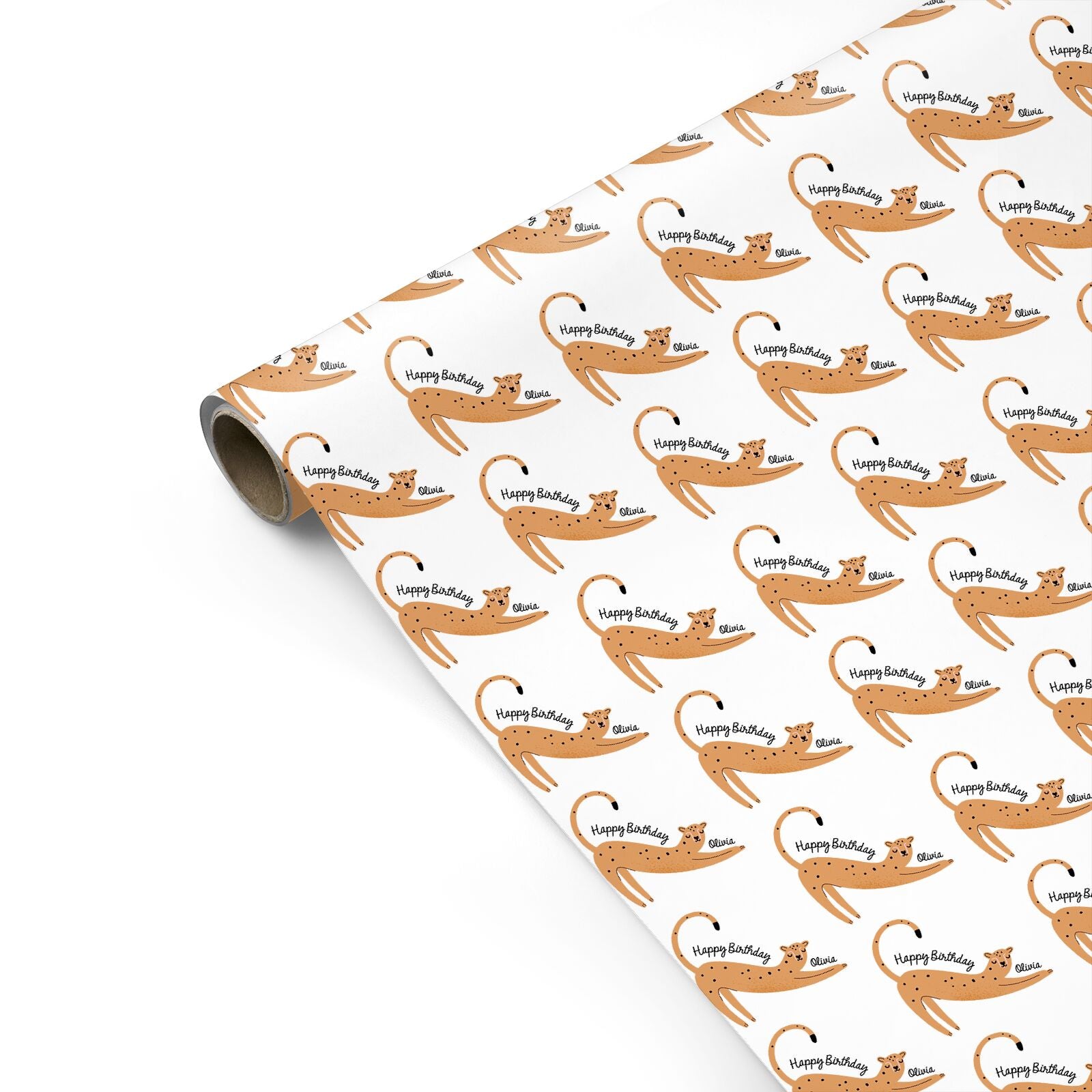 Personalised Birthday Leopard with Name Personalised Gift Wrap