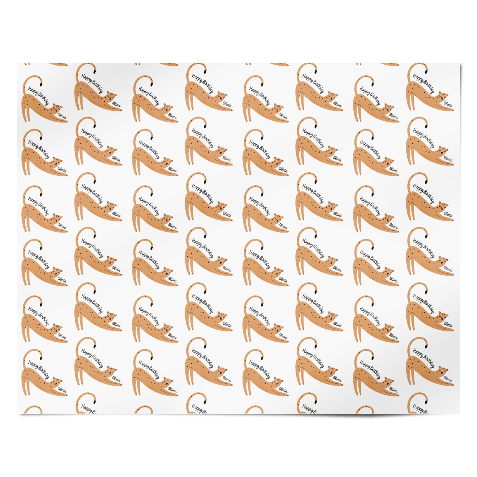 Personalised Birthday Leopard with Name Personalised Wrapping Paper Alternative