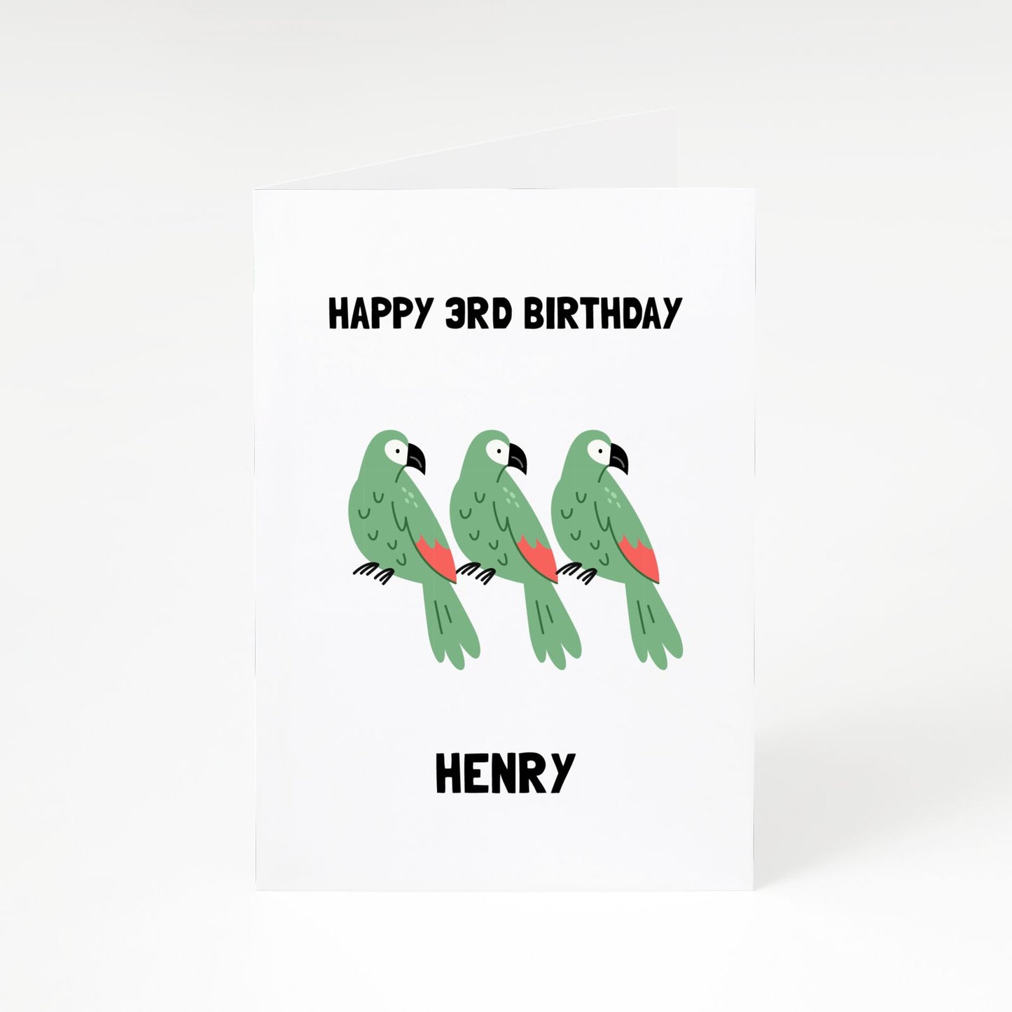 Personalised Birthday Parrot with Name A5 Greetings Card