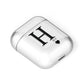 Personalised Black Big Initial 3 Small Clear AirPods Case Laid Flat