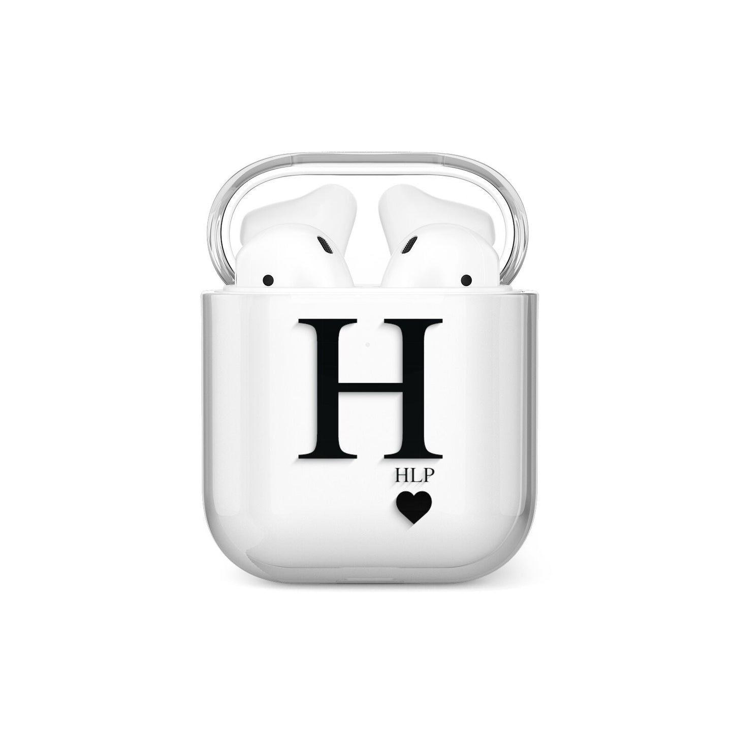 Personalised Black Big Initial 3 Small Clear AirPods Case