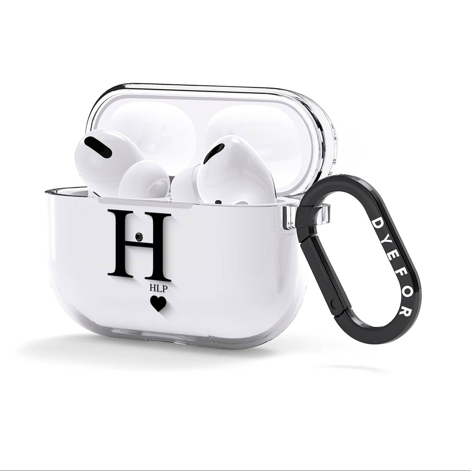 Personalised Black Big Initial 3 Small Clear AirPods Clear Case 3rd Gen Side Image