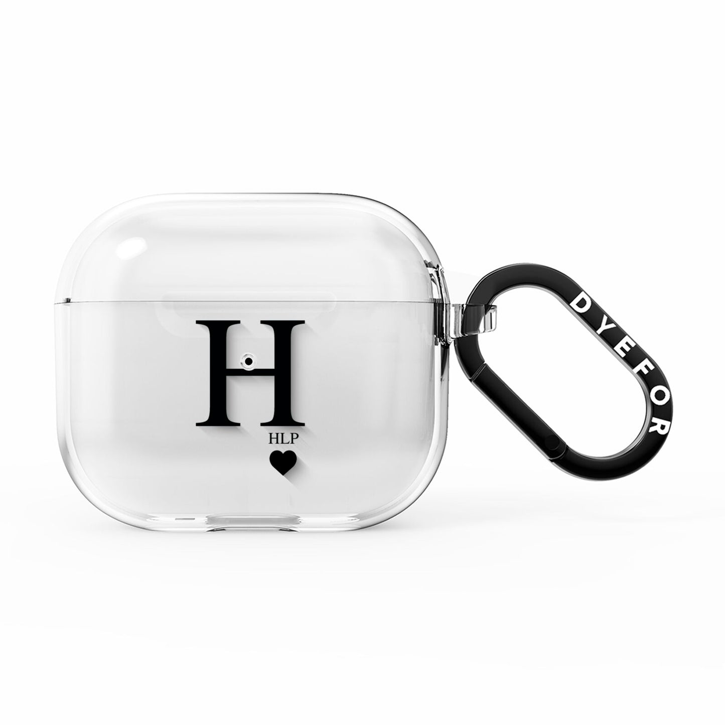 Personalised Black Big Initial 3 Small Clear AirPods Clear Case 3rd Gen