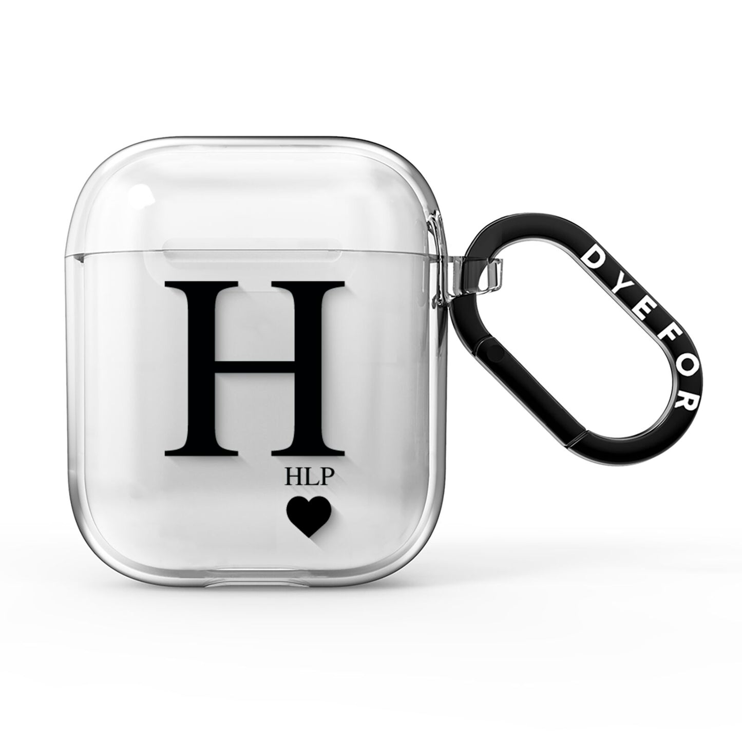 Personalised Black Big Initial 3 Small Clear AirPods Clear Case