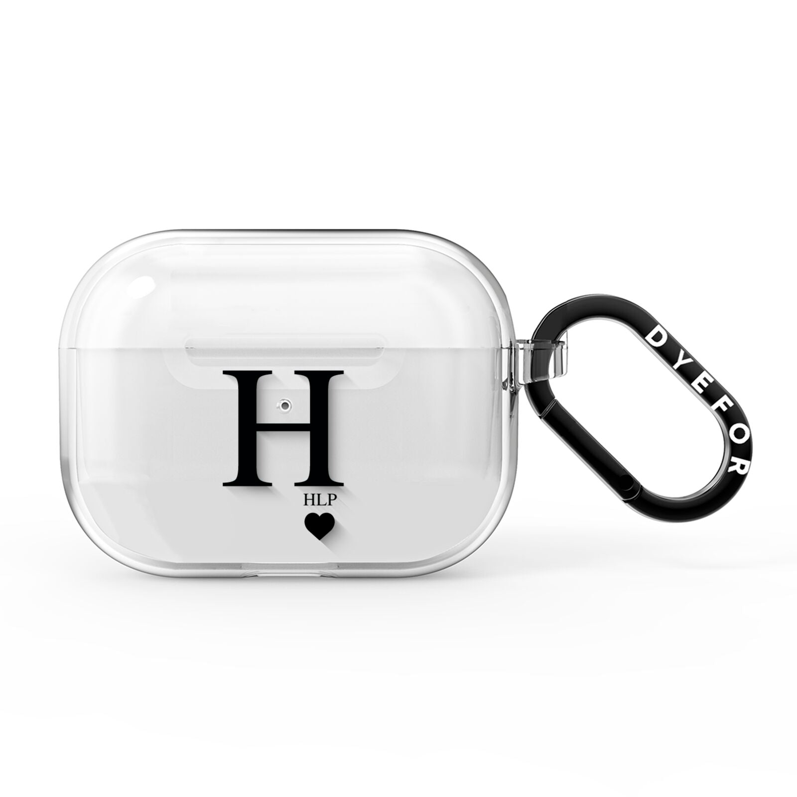 Personalised Black Big Initial 3 Small Clear AirPods Pro Clear Case